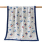 Baby Muslin Quilt Blanket with Print, Navy Blue (White & Blue)