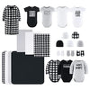 The Peanutshell Newborn Clothes & Accessories Gift Set, Fits Newborn To 3 Months, Black Plaid