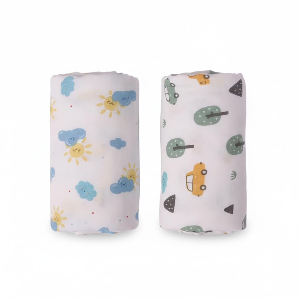 MINDORA Organic Muslin Cotton Baby Swaddle Blanket (100x100 cm) | Soft Breathable Newborn Swaddle Wrap for Babies | Receiving Bl