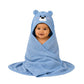 Babyholic Super Soft Hooded Baby Wrapping Blanket with Bear Face Hood, Cozy Bath Wrap for Newborn Boys & Girls, Blue