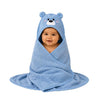 Babyholic Super Soft Hooded Baby Wrapping Blanket with Bear Face Hood, Cozy Bath Wrap for Newborn Boys & Girls, Blue