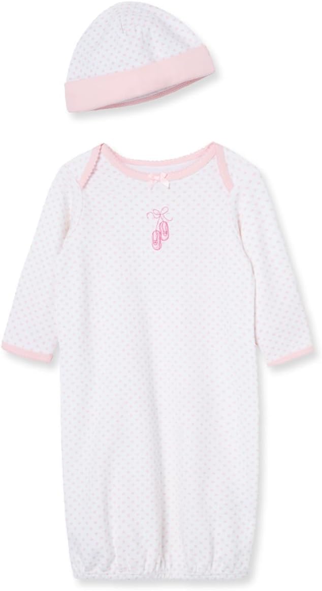 Little Me Babygirls Newborn Prima Ballerina Gown and Hat, White/Pink, 03 Months