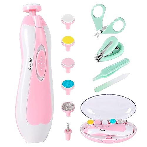 Baby Nail Trimmer Electric-12 in 1 Baby Nail Clippers Safe Baby Nail File Kit with a Nail Clipper, Scissor, Tweezers, and Nail F