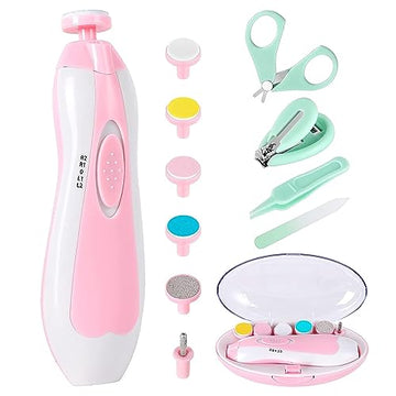 Baby Nail Trimmer Electric-12 in 1 Baby Nail Clippers Safe Baby Nail File Kit with a Nail Clipper, Scissor, Tweezers, and Nail F