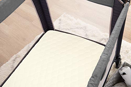 TL Care Waterproof Quilted Pack N Play Playard Size Fitted Mattress Cover Made with Organic Cotton Top Layer, Natural Color, 2 P