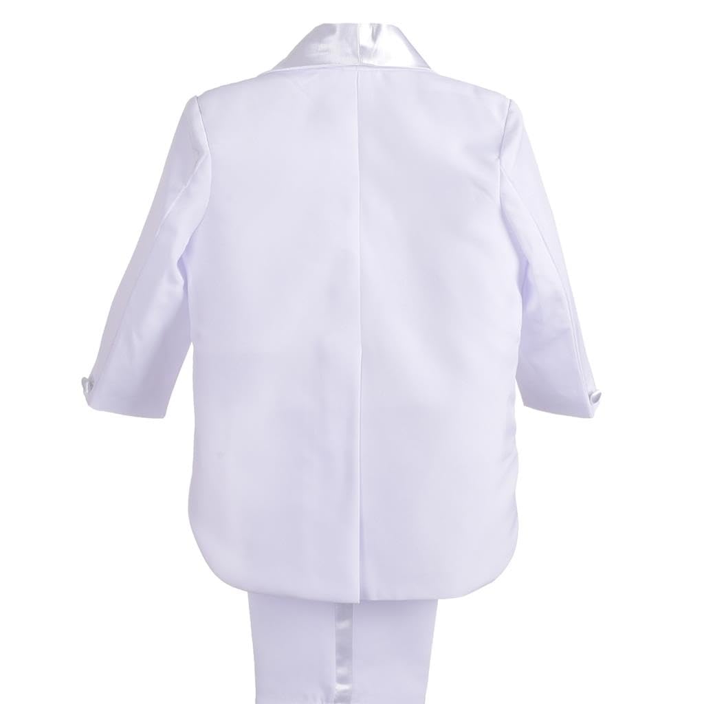 Lito Angels Baby Boys' Classic Tuxedo With Tail Wedding Outfits Suit Christening Outfit 5 Piece Set Size 9 Months White