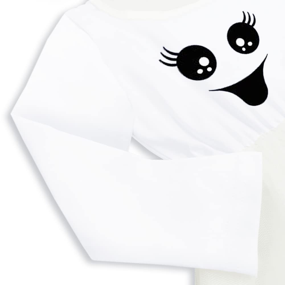 Remimi Toddler Halloween Dresses Ghost Dress White Tutu Dress Cute Long Sleeve Birthday Outfit 1-2T