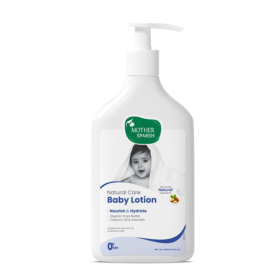 Mother Sparsh Natural Care Baby Body Lotion-400Ml | Baby Lotion For All Skin Types | With Organic Shea Butter, Coconut Oil & Avo