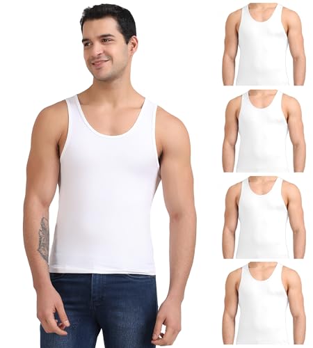Freecultr Cotton Vest For Men Sleeveless Lightweight Solid Round Neck Comfort Vests Breathable & Comfortable Innerwear Sando For