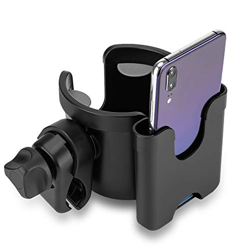 Suranew Universal Stroller Cup Holder, Adjustable Drink Holder With Phone Holder For Baby Stroller, Wheelchair, Walker, Bike, Sc