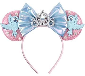 Clgift Rose Gold Minnie Ears,Pick Your Color, Iridescent Minnie Ears, Silver Gold Blue Minnie Ears, Rainbow Sparkle Mouse Ears,C