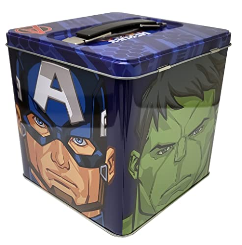 The Tin Box Marvel Avengers Stack Store and Carry Tin. Stackable Tin Box with Handle, Blue