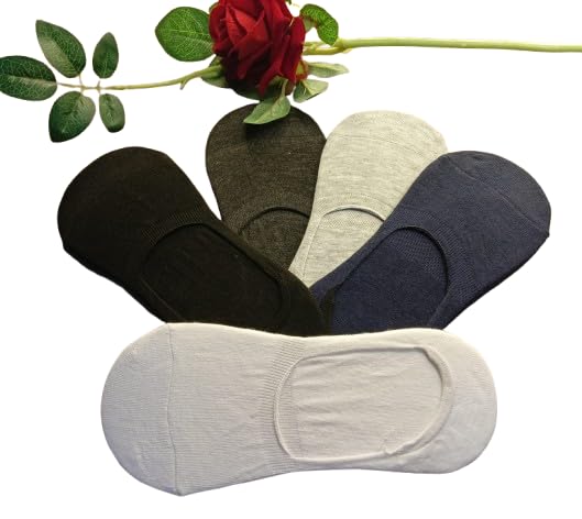 Sting Bee Unisex Cotton Invisible No Show Loafer Socks With Anti Slip Silicon Grip Pack Of 4 Free Size
