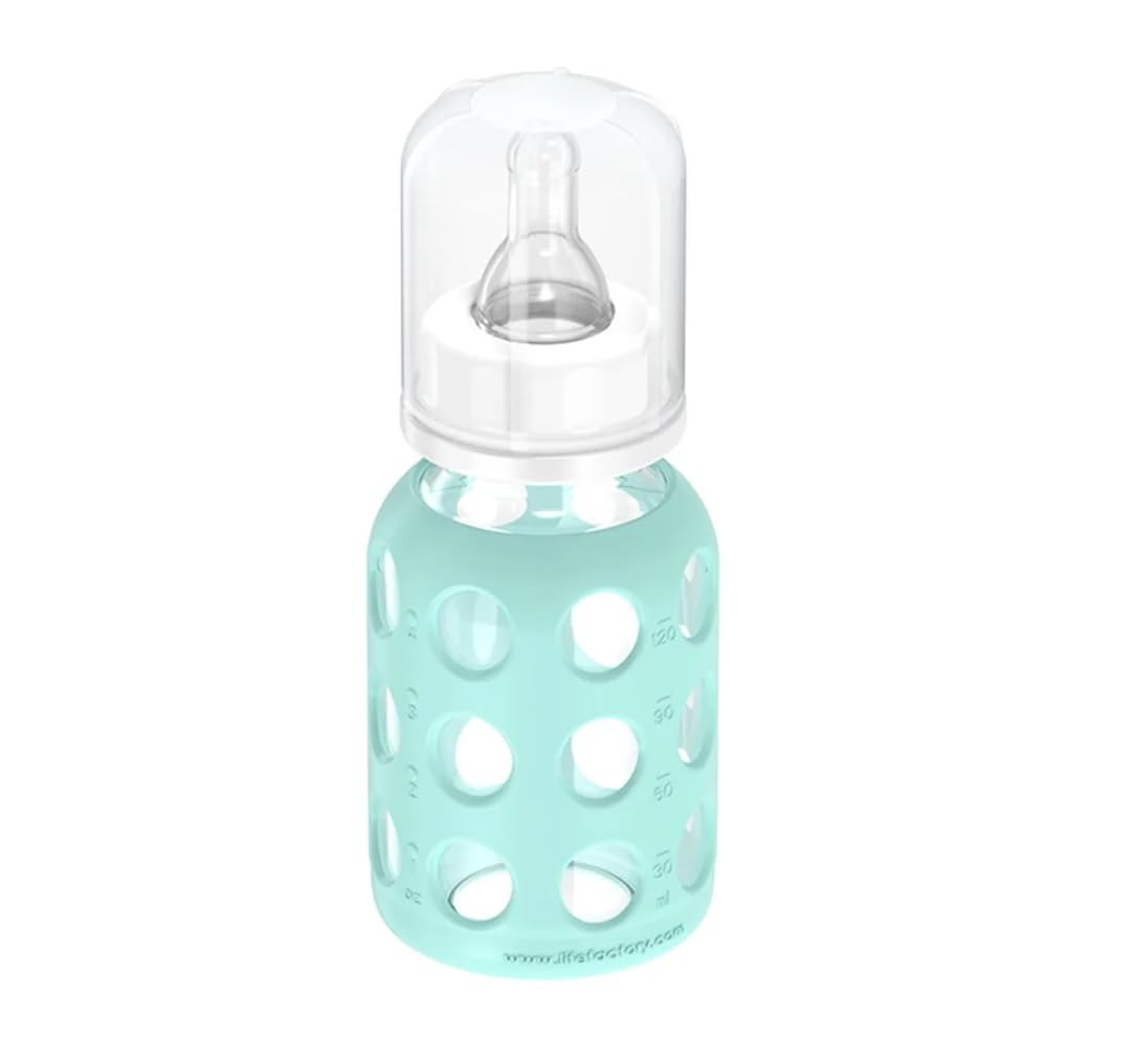 Lifefactory Glass Baby Bottles With Silicone Protection - 2-Pack, 4 Oz Bottles, Mint