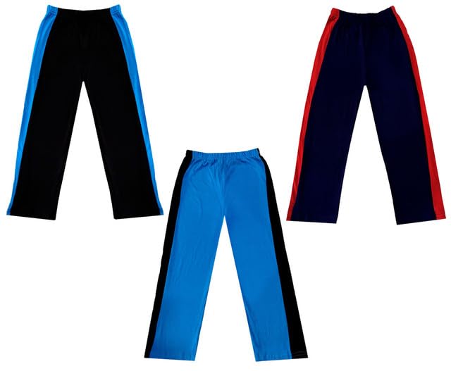Girls Solid Cotton Side Patta Regular Pyjamas Lower (Pack of 3) Navy Blue::Sky Blue::Black