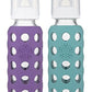 Lifefactory 9Oz Glass Baby Bottle 2Pk Bundle With 2 Stage 3 Nipples (Grape/Kale)