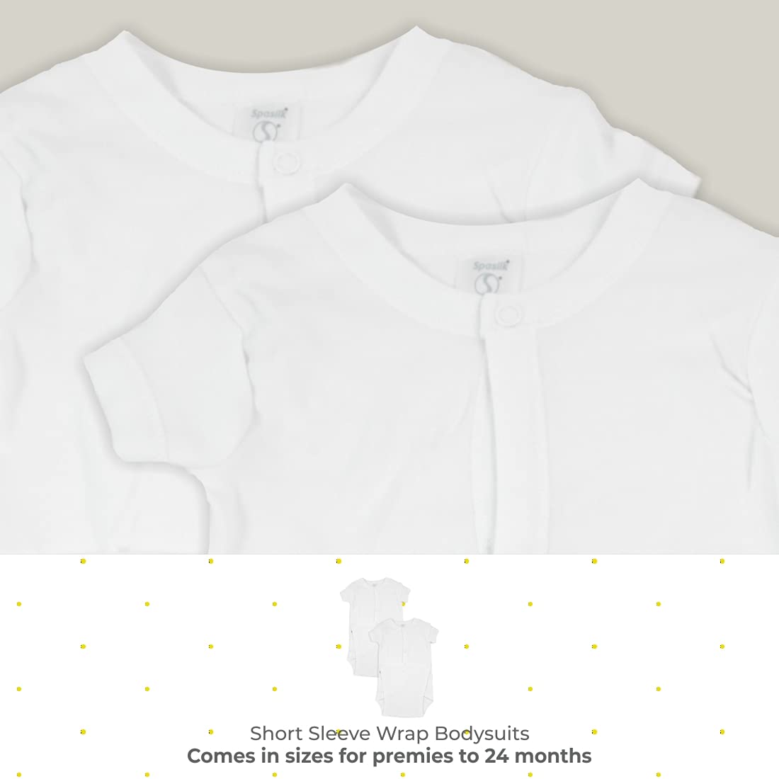 Spasilk 2 Pack Wrap Bodysuit, White, Newborn