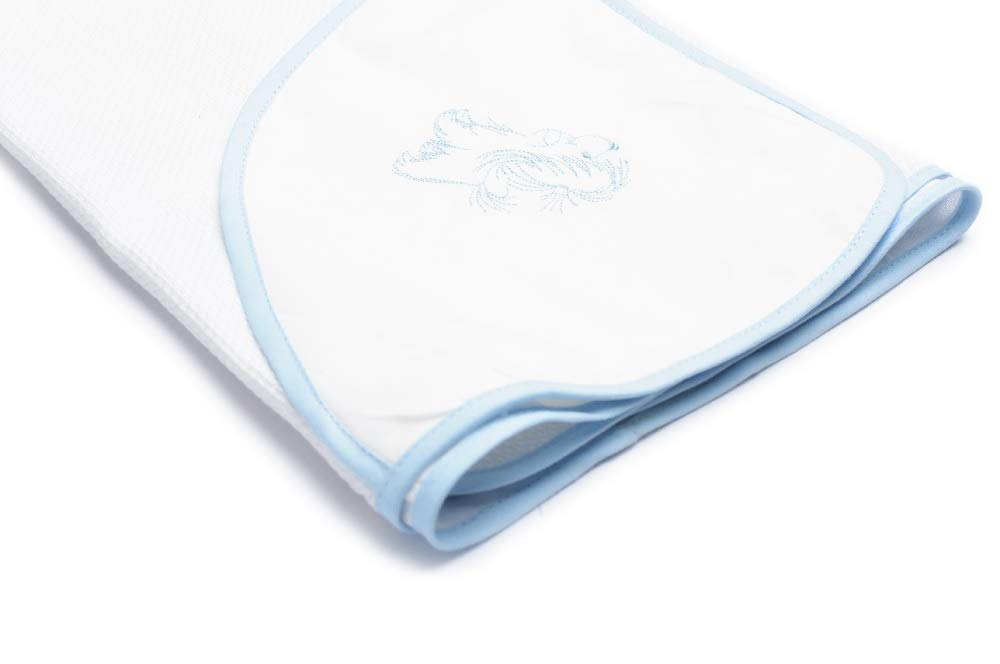 Hooded Baby Bath Towel with Embroidered Dog (Blue)