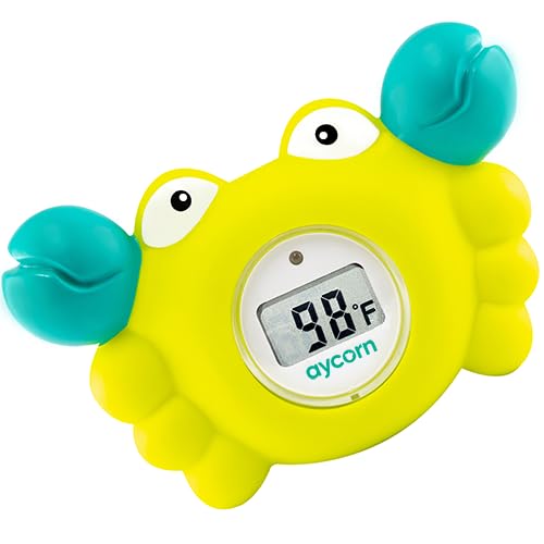 Aycorn Digital Baby Bath Thermometer - Fahrenheit Bath Thermometer Baby Safety - Water & Room Thermometer With Led Display And T