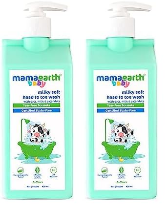 Mamaearth Milky Soft Head To Toe Wash With Oats, Milk, And Calendula For Babies- 400 Ml 2-In-1 Tear-Free Body Wash & Shampoo | M
