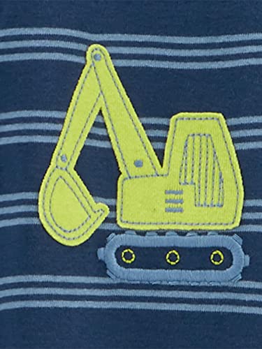 Simple Joys By Carter'S Baby Boys' 3-Pack Snug Fit Footless Cotton Pajamas, Blue Stripe/Green Trucks/White Dinosaur, 2T