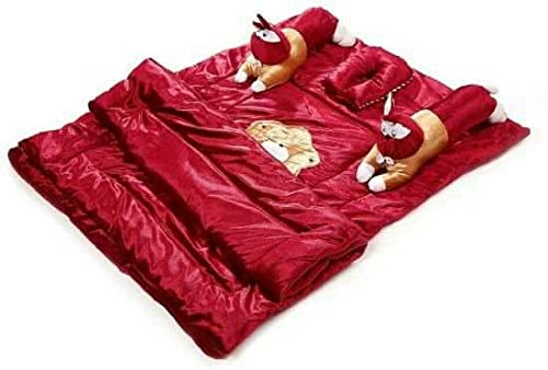 HomeStoreYEP Velvet Touch 5Pcs New Born Baby Bedding Set for Baby 018Months, Design  Rabbit, Color  Maroon