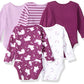 Hanes Baby Boys Ultimate Flexy 5 Pack Long Sleeve Bodysuits Bodystocking, Purple Fun, 0-6 Months Us
