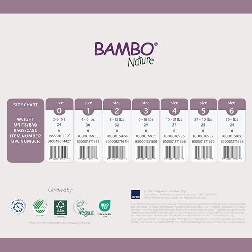 Bambo Nature Hypoallergenic Baby Diapers, Eco-Labeled Diapers, Enhanced Leakage Protection, Totally Chlorine-Free, Skin Friendly