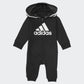 Adidas Unisex Baby Infant Girls' And Boys' Long Sleeve Hooded Coverall Overalls, Black, 12 Months Us