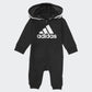 Adidas Unisex Baby Infant Girls' And Boys' Long Sleeve Hooded Coverall Overalls, Black, 18 Months Us