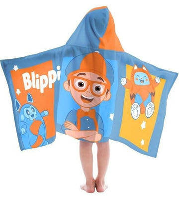 Jay Franco Blippi Bath Pool Beach Hooded Towel - Super Soft & Absorbent Kids Blue Cotton Towel