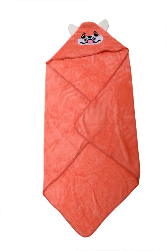 DTR Creation Baby Hooded Towel with Dog Face Design | Soft Cotton Bath Towel Wrap for Newborns, Infants & Toddlers | UltraSoft 