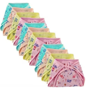 Fabsquare Pack Of 12 Cotton Cloth Diapers/Langot Washable Nappies Assorted Prints (Multicolour, 06 Months)