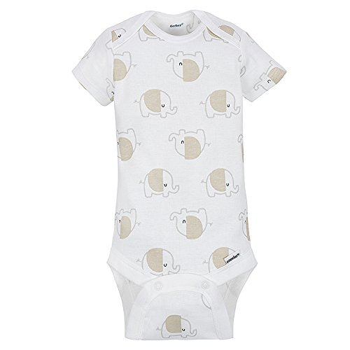 Gerber Unisex Baby 5-Pack Short Sleeve Variety Onesies Bodysuits Elephant Newborn