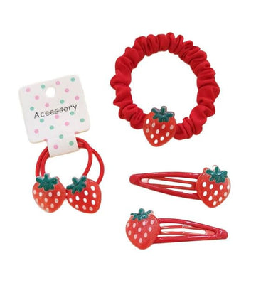 Strawberry Snap Clips Baby Girls Fruit Hair Bow Clips Strawberry Hair Ring Tie BBW24 (5 Pcs-B4)