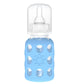 Lifefactory 4-Oz Glass Baby Bottle With Protective Silicone Sleeve And Stage 1 Nipple Sky Blue