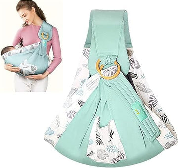 Jukkre Cotton Baby Sling Carrier with Wooden Ring  Breathable & Secure Infant Wrap  Adjustable Design for Newborns & Toddlers 
