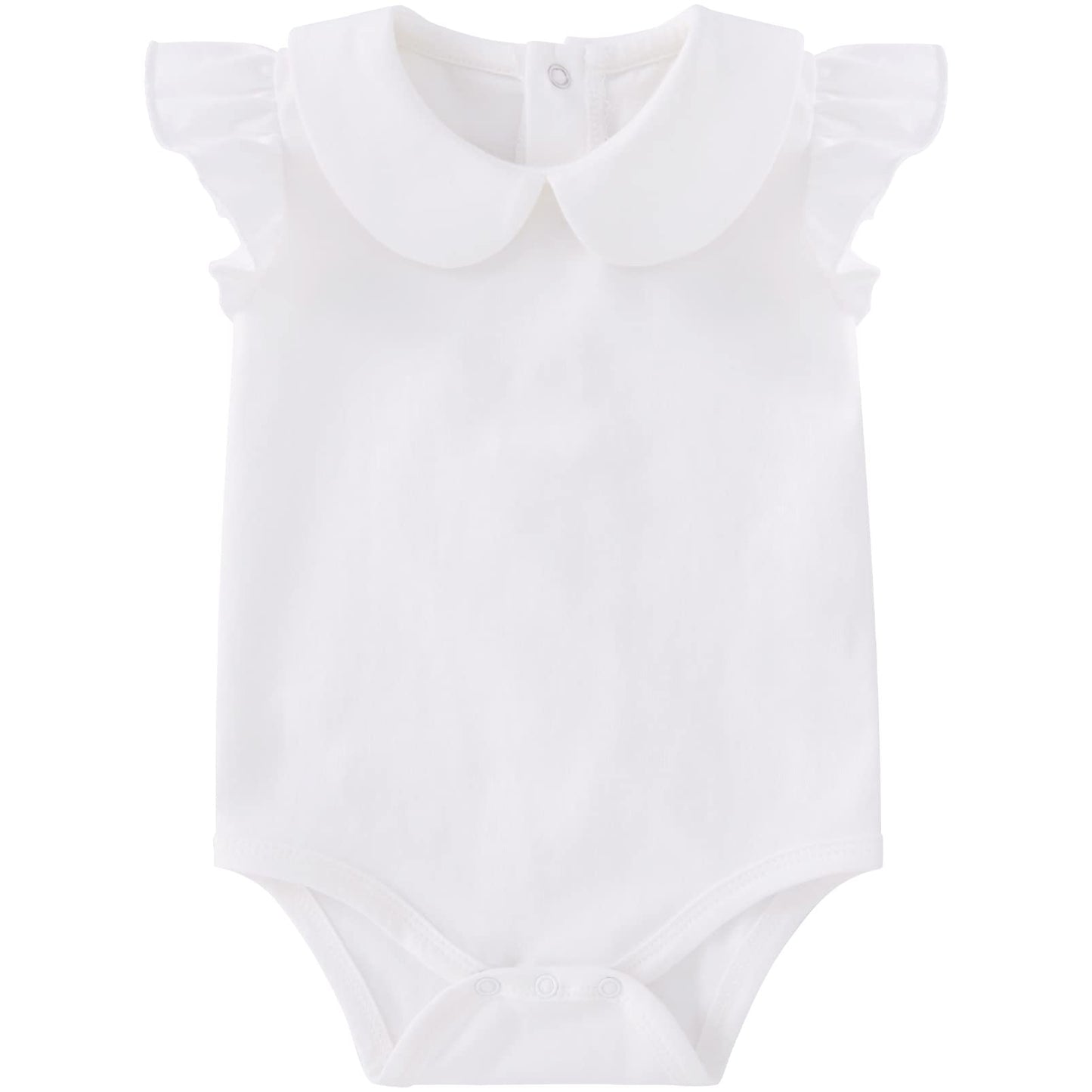 Pureborn Baby Girl Bodysuit Infant Girl'S Short Ruffle Sleeve Romper Cotton One-Piece Summer Outfit 18-24 Months White