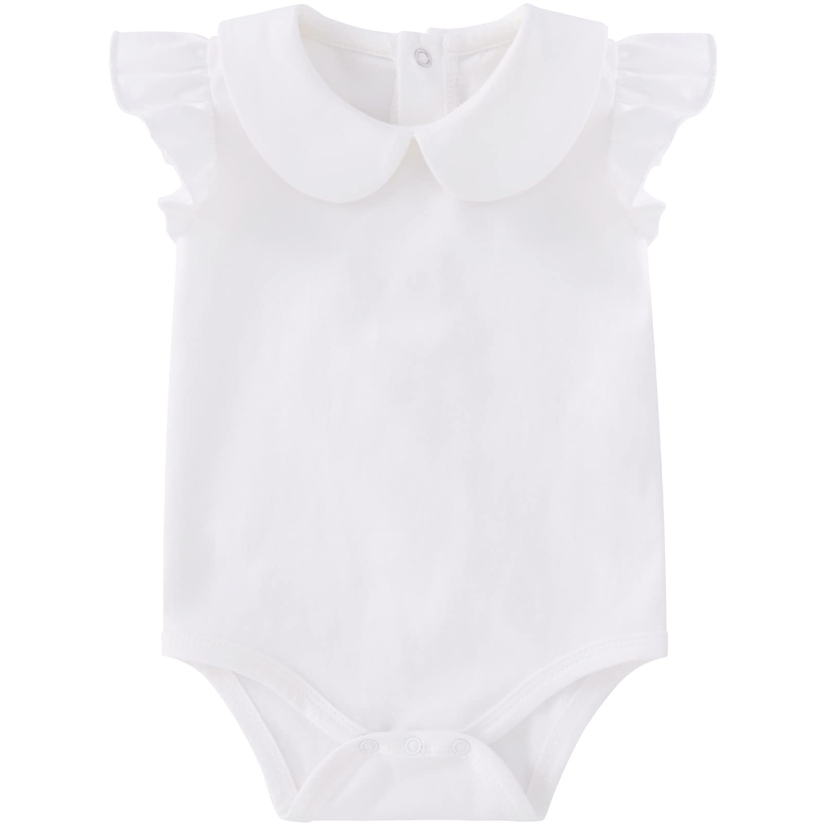 Pureborn Baby Girl Bodysuit Infant Girl'S Short Ruffle Sleeve Romper Cotton One-Piece Summer Outfit 18-24 Months White