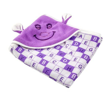 NAMAN Cartton Embroidered Newborn Hooded Blanket Cum Wrapper for Baby boy and Baby GirlPurple_Smile