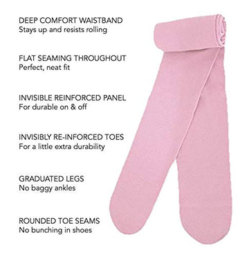 Country Kids Baby Girls' Signature Microfiber 3D Opaque Tights, Pink, 12-24 Months