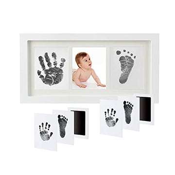 Baby Prints Handprint And Footprint Kit, Newborn Hand And Footprint Keepsake With 2 Safe Clean-Touch Inkless Ink Pad, Gift To Ne