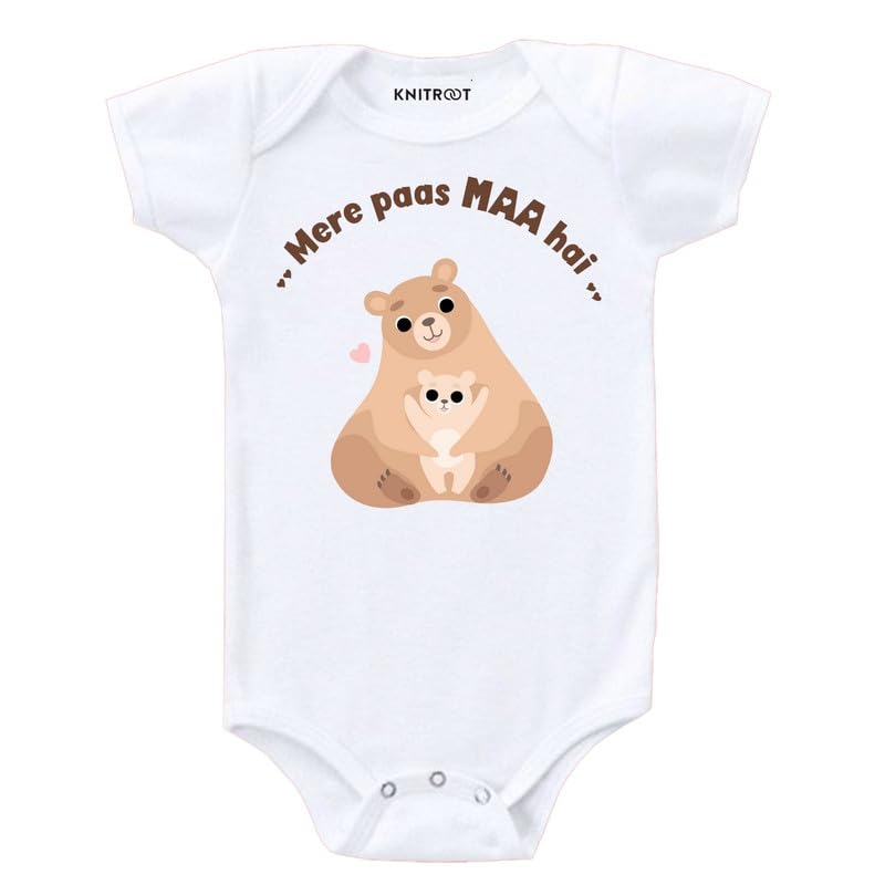 Knitroot Mom Family Special Onesies, Unisex Baby Kids Cotton Lycra Envelope Neck Half Sleeve White Romper, Bodysuit, Sleepsuit, 