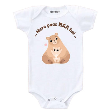 Knitroot Mom Family Special Onesies, Unisex Baby Kids Cotton Lycra Envelope Neck Half Sleeve White Romper, Bodysuit, Sleepsuit, 