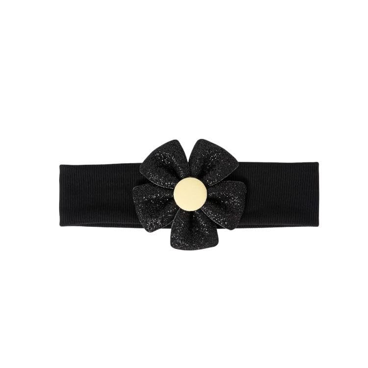 Eazylayers Baby Headband Stretchy Cute Flower Hairband Set For Girls, Hair Bands, Shower Gift, Newborn Essential (1, Black, 024