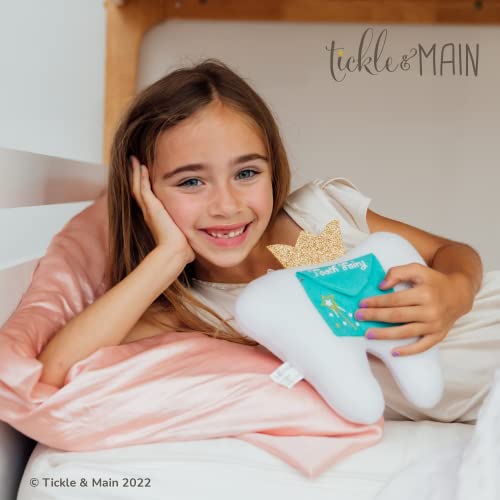 Tickle & Main Tooth Fairy Pillow Kit - 3-Piece Set, 9 x 8 in Felt Cover - Holder Pocket, Interactive Notepad & Photo Pouch - Boy