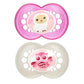 MAM Original Baby Pacifier, Nipple Shape Helps Promote Healthy Oral Development, Sterilizer Case, 2 Pack, 16+ Months, Animal/Gir