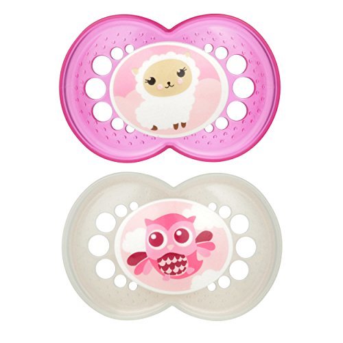 MAM Original Baby Pacifier, Nipple Shape Helps Promote Healthy Oral Development, Sterilizer Case, 2 Pack, 16+ Months, Animal/Gir
