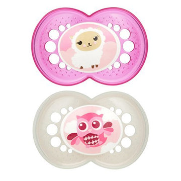 MAM Original Baby Pacifier, Nipple Shape Helps Promote Healthy Oral Development, Sterilizer Case, 2 Pack, 16+ Months, Animal/Gir