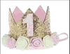 Besker 1St Baby Birthday Crown Flower Tiara Headband First Birthday Party Hat Hairbands Princess Photo Props Birthday Decoration